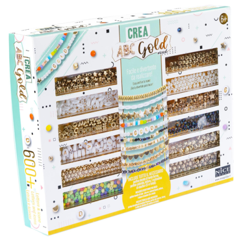 Kit creativ DIY - coliere si bratari cu margele mix aurii, Perline ABC - imagine 8